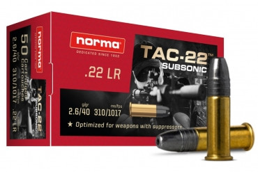 Norma TAC-22 Subsonic .22LR 40gr. Norma TAC-22 Subsonic .22LR 40gr.